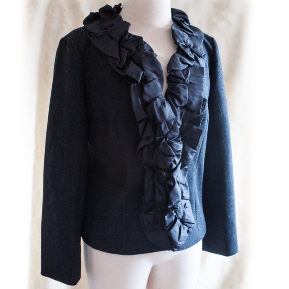 J. CREW wool pleated-silk chimera charcoal jacket - Picture 5 of 7